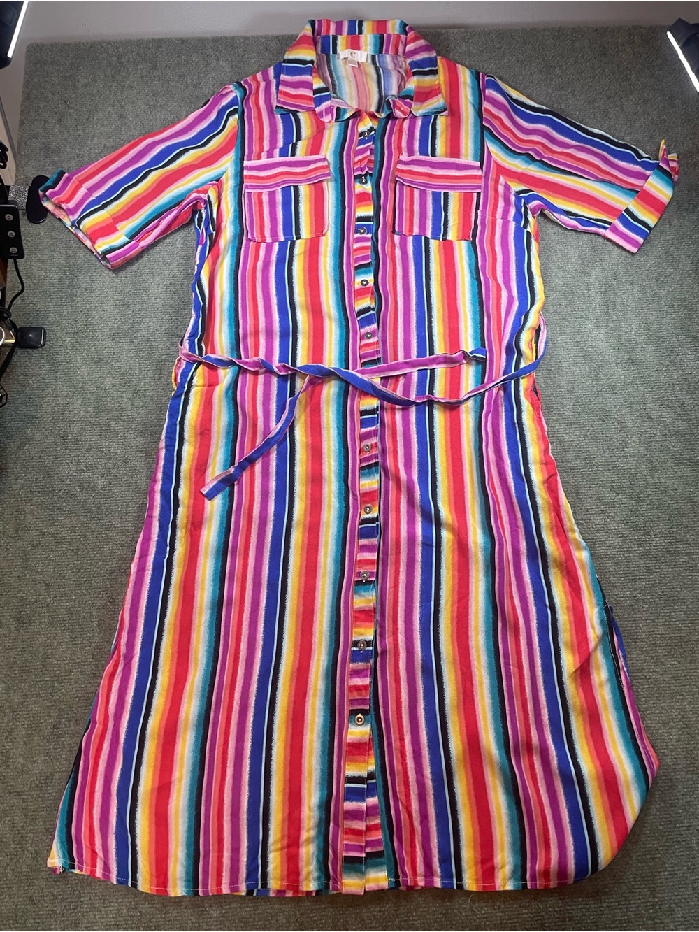 Charming Charlie Multicolor Stripe‎ Maxi Dress - Pink, Yellow, Blue, Purple